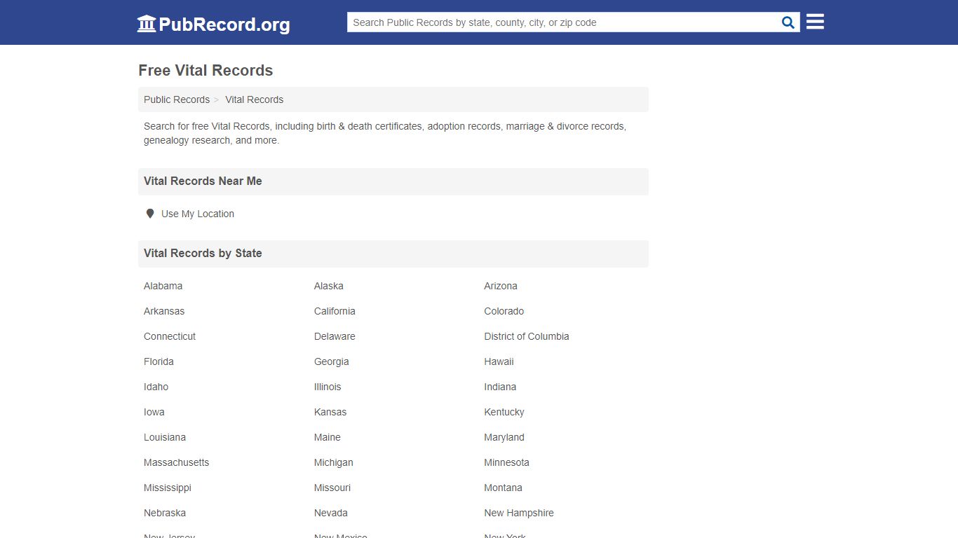 Free Vital Records - PubRecord.org